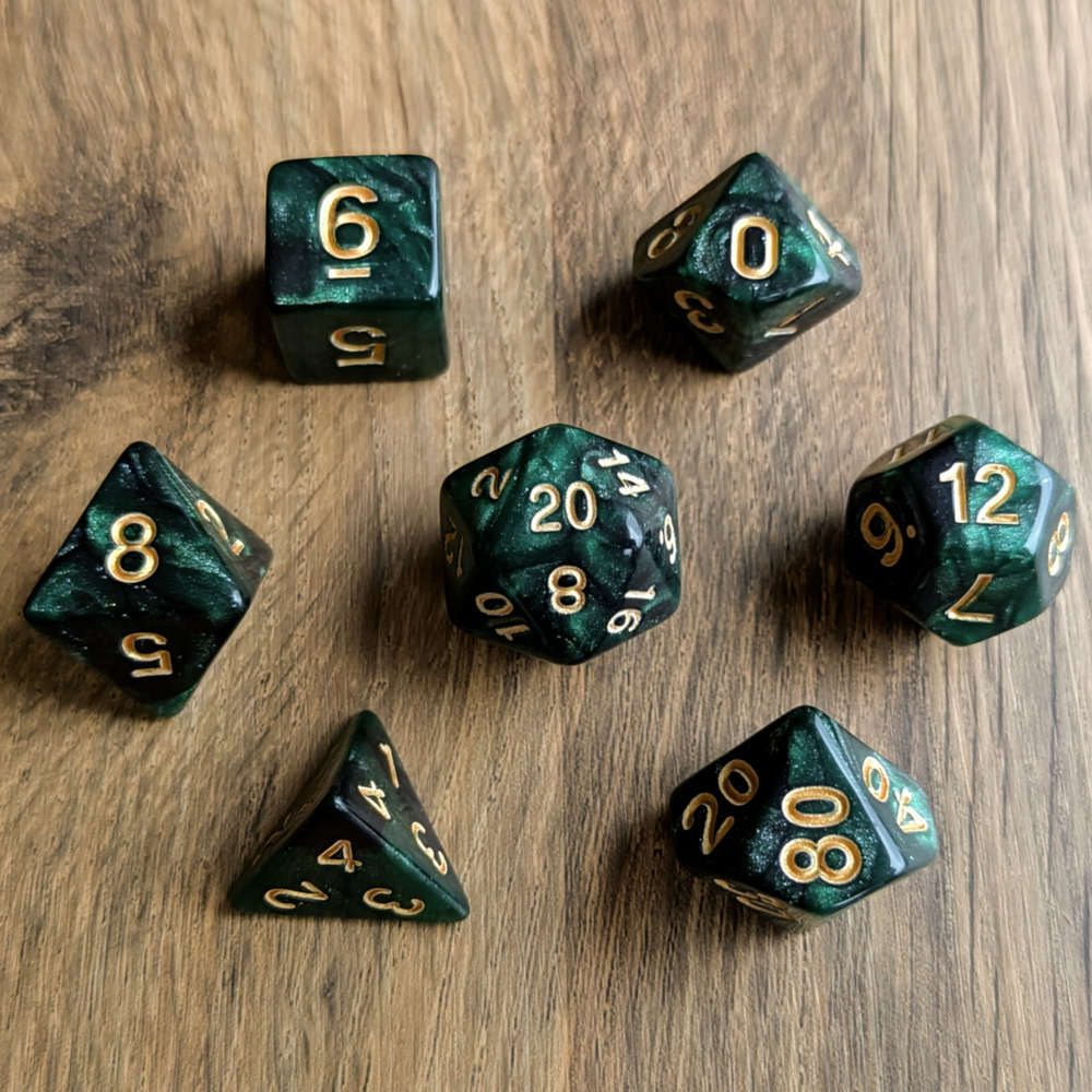 Green Galaxy Dice Set