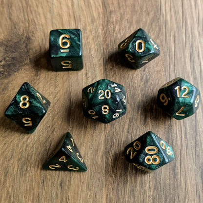 Green Galaxy Dice Set