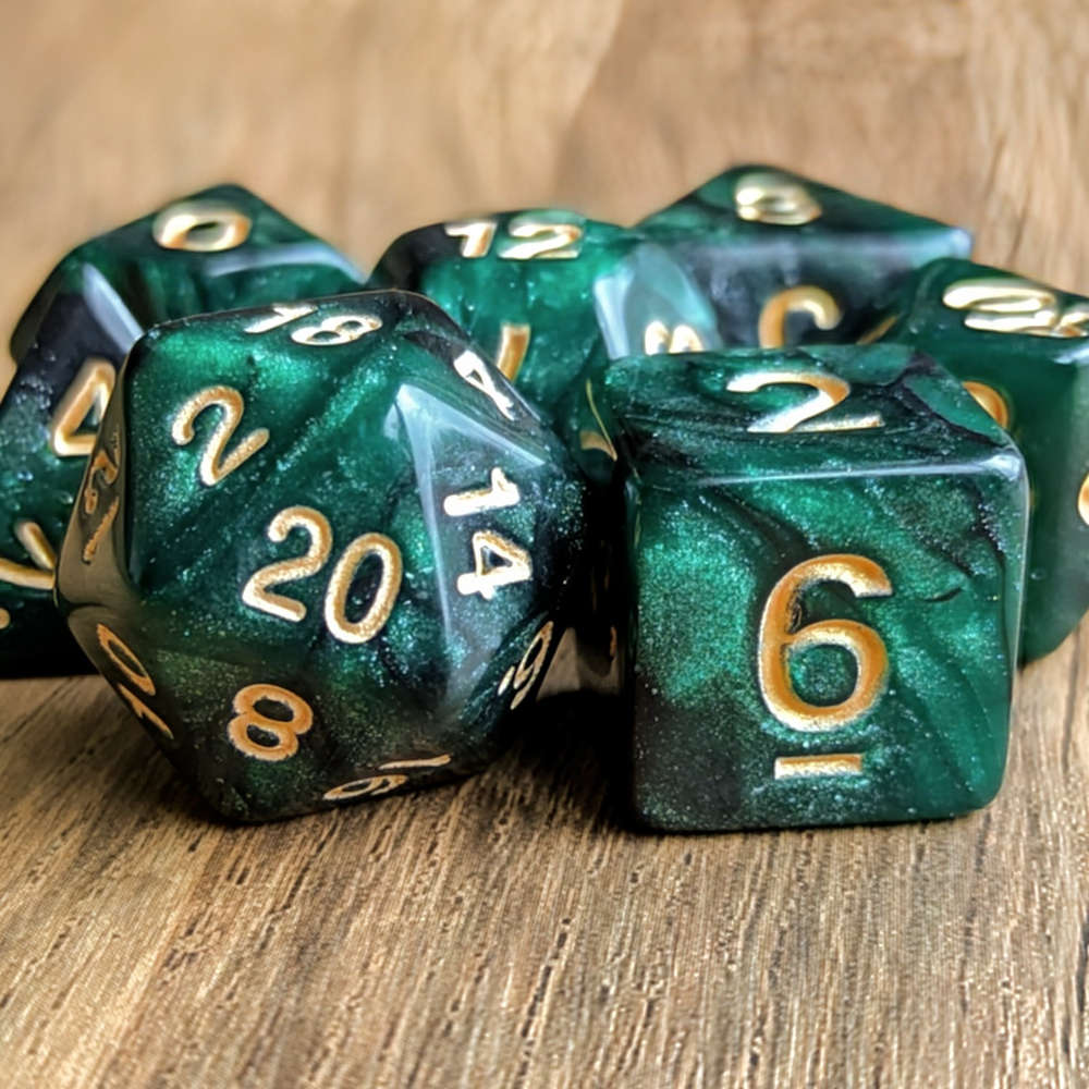 Green Galaxy Dice Set