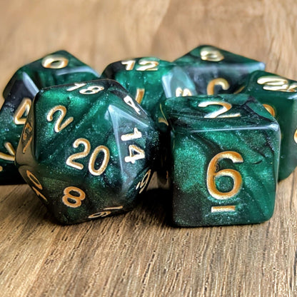 Green Galaxy Dice Set