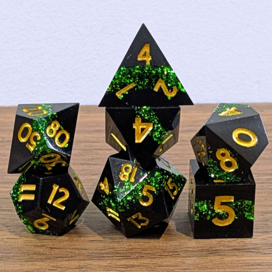 Green Gilded Abyss Dice Set