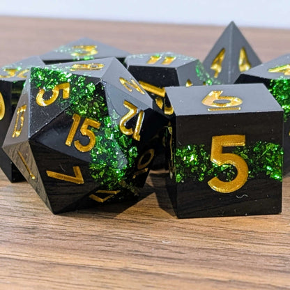Green Gilded Abyss Dice Set