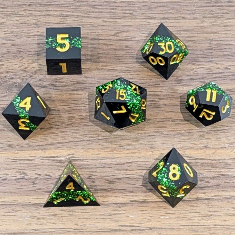 Green Gilded Abyss Dice Set