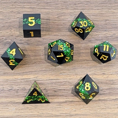 Green Gilded Abyss Dice Set