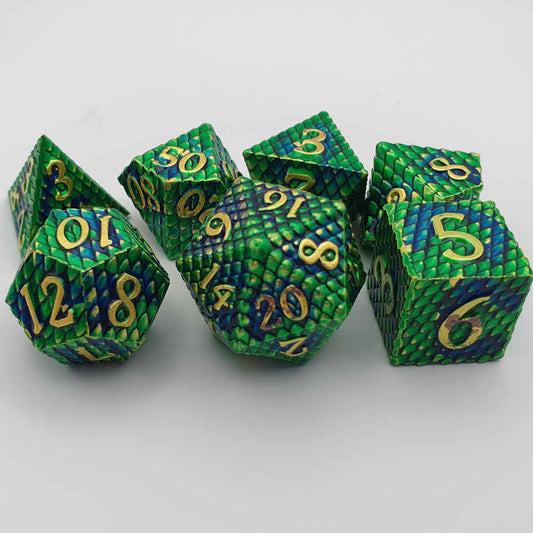 Green gold dragonscale dice set