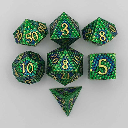 Green gold dragonscale dice set