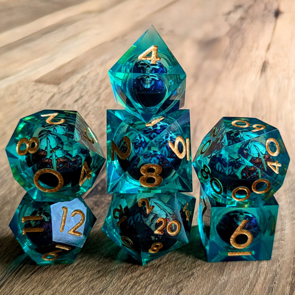 Green Skull Rolling Dice Set
