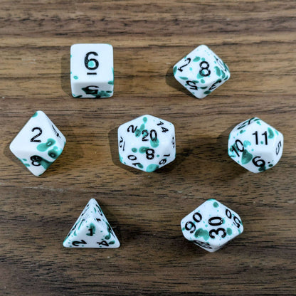Green Paint Splatter Dice Set
