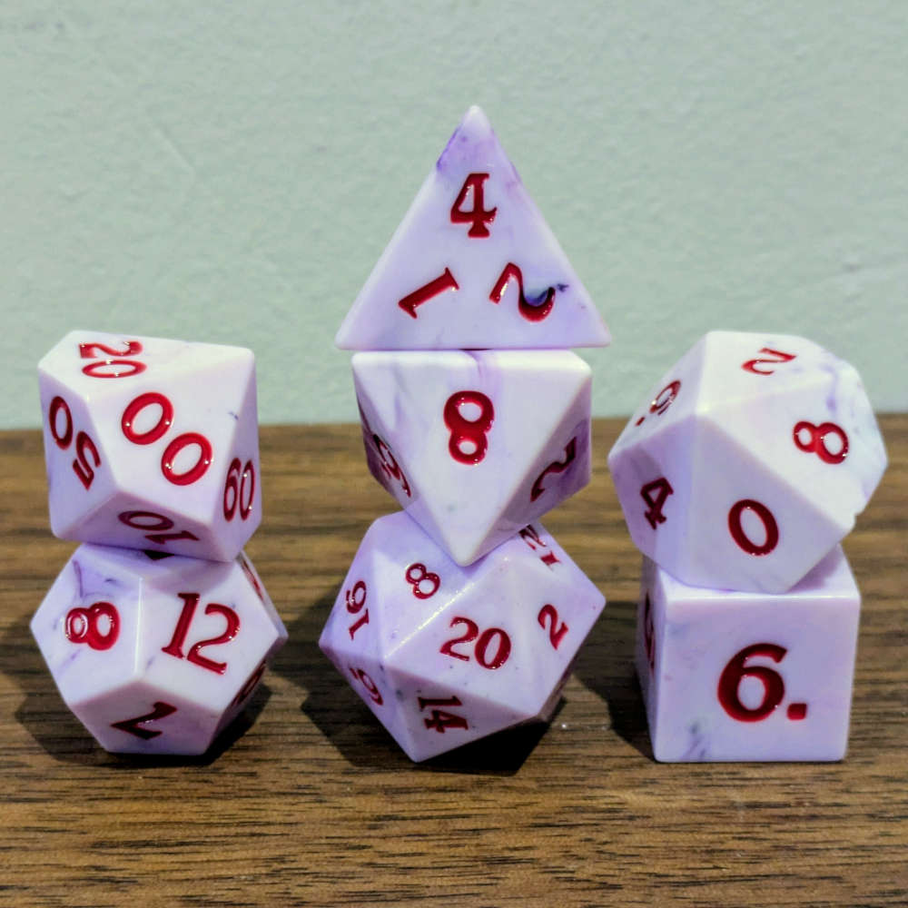 Lavender Hex Sharp Edge Dice