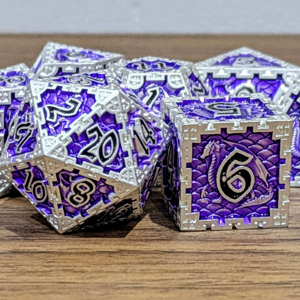 Lavender Metal Dragon Dice