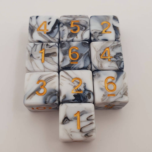 Marble Grey D6 Dice Set