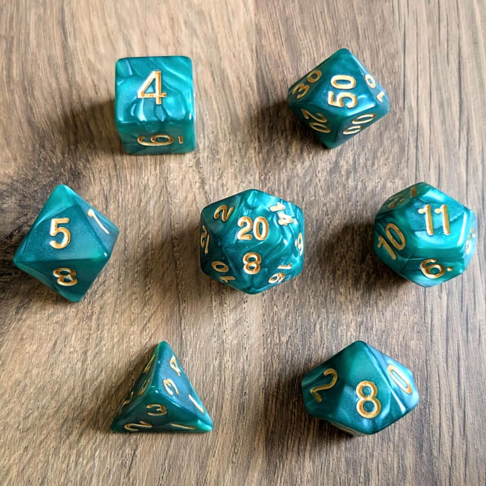 Marbled Green Dice Set