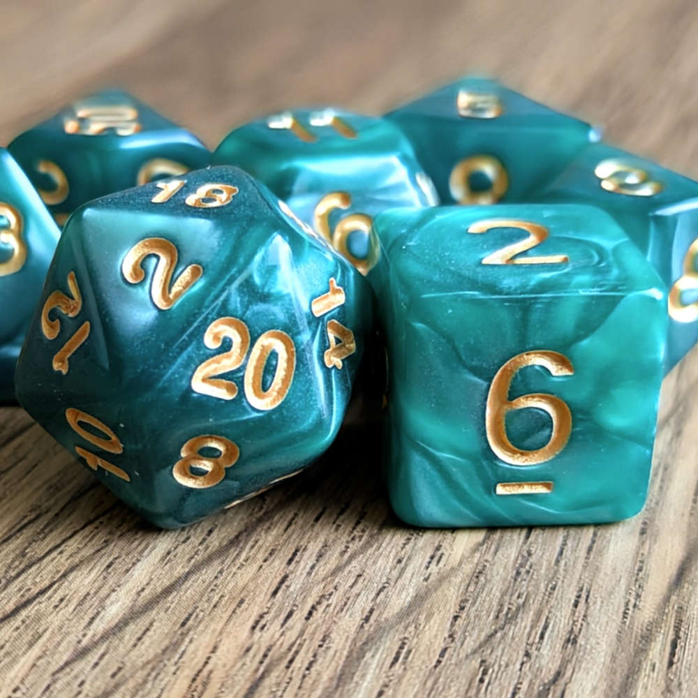 Marbled Green Dice Set