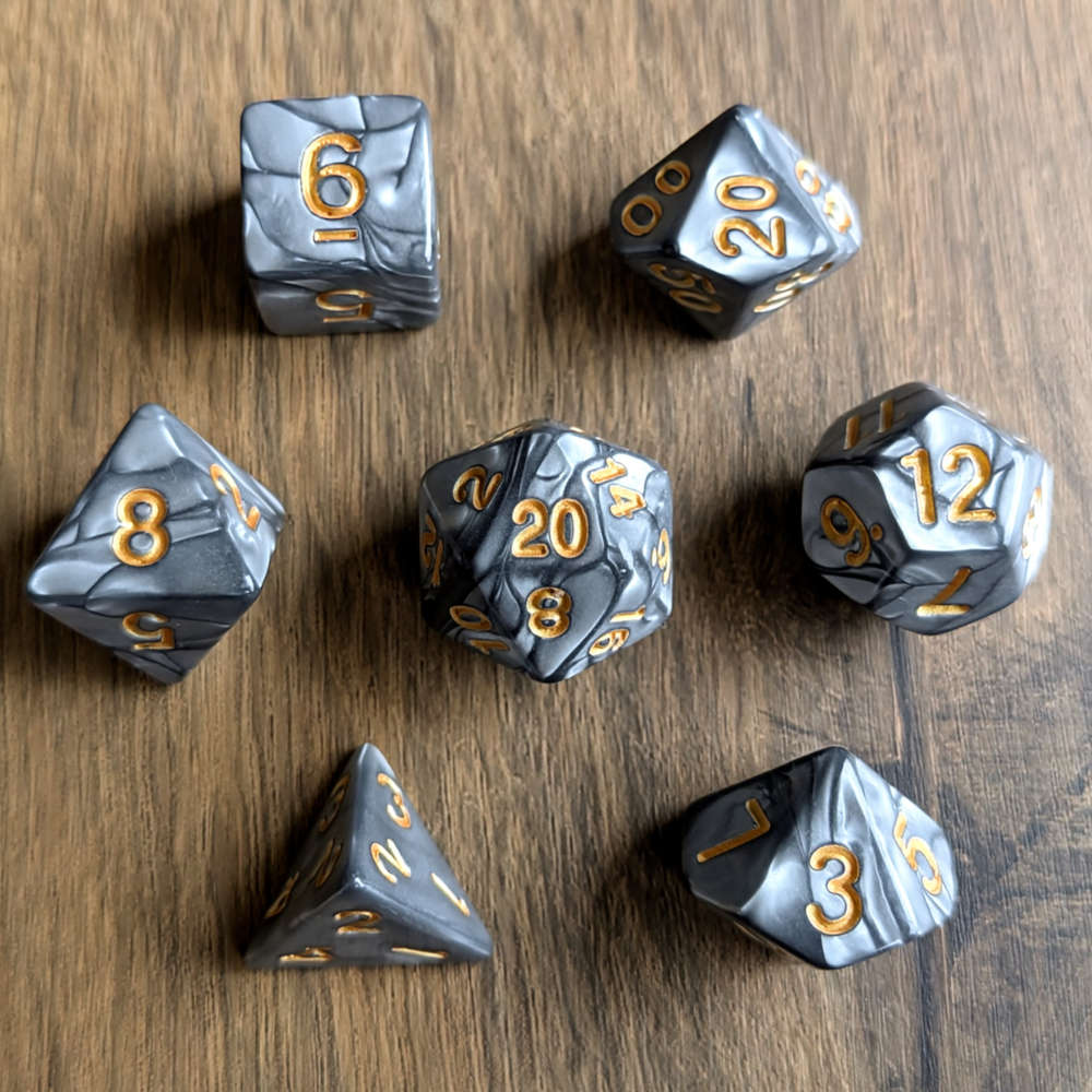 Marbled Grey Dice Set