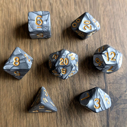 Marbled Grey Dice Set