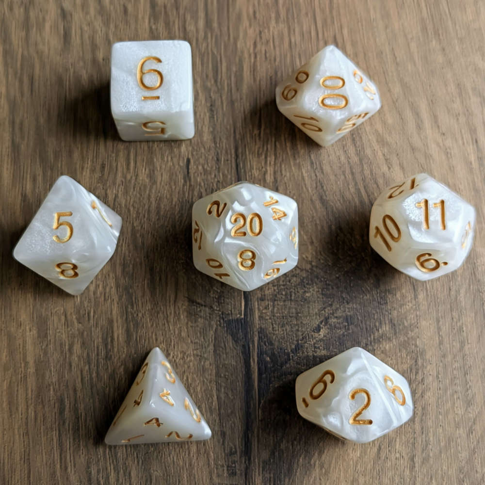 Marbled White Dice Set