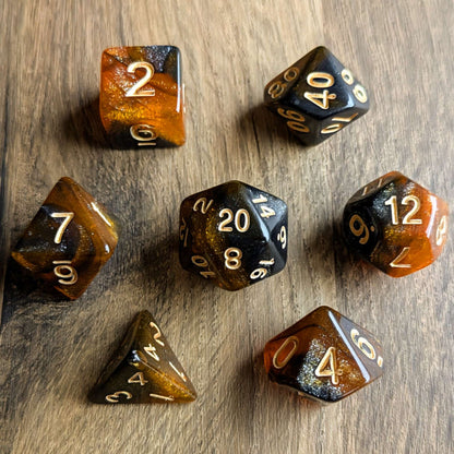 Orange Galaxy Dice Set