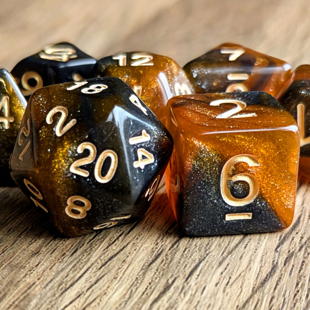 Orange Galaxy Dice Set