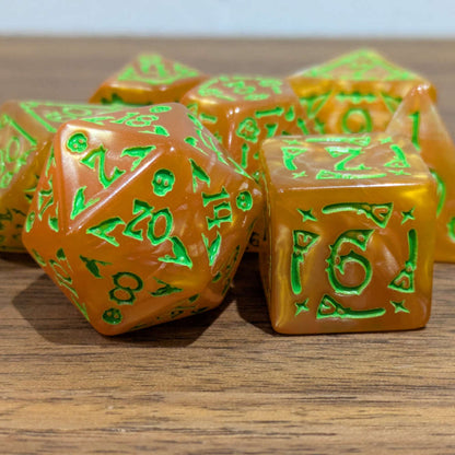 Orange Spooky Scary Skeletons Dice Set