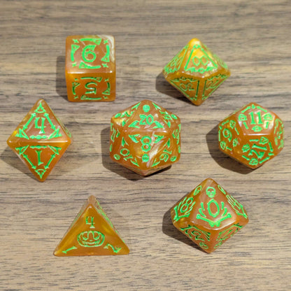 Orange Spooky Scary Skeletons Dice Set