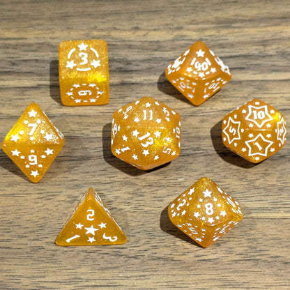 Orange Starry Scenes Dice Set