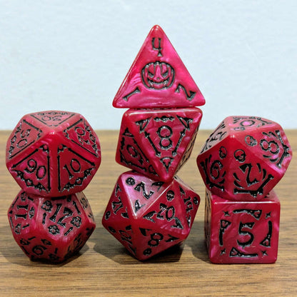 Pink Spooky Scary Skeletons Dice Set