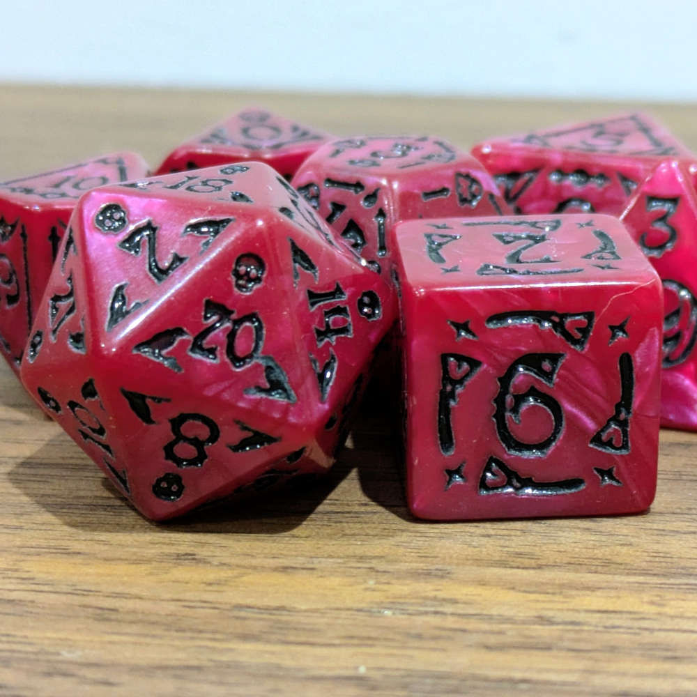 Pink Spooky Scary Skeletons Dice Set