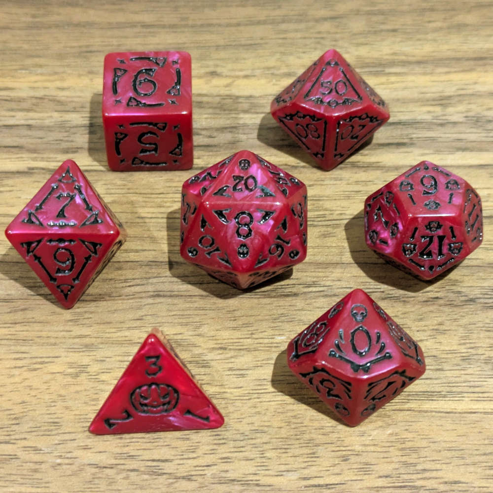 Pink Spooky Scary Skeletons Dice Set