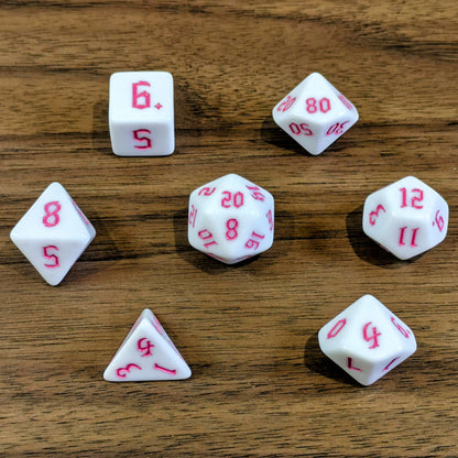Pink White Moon Dice Set