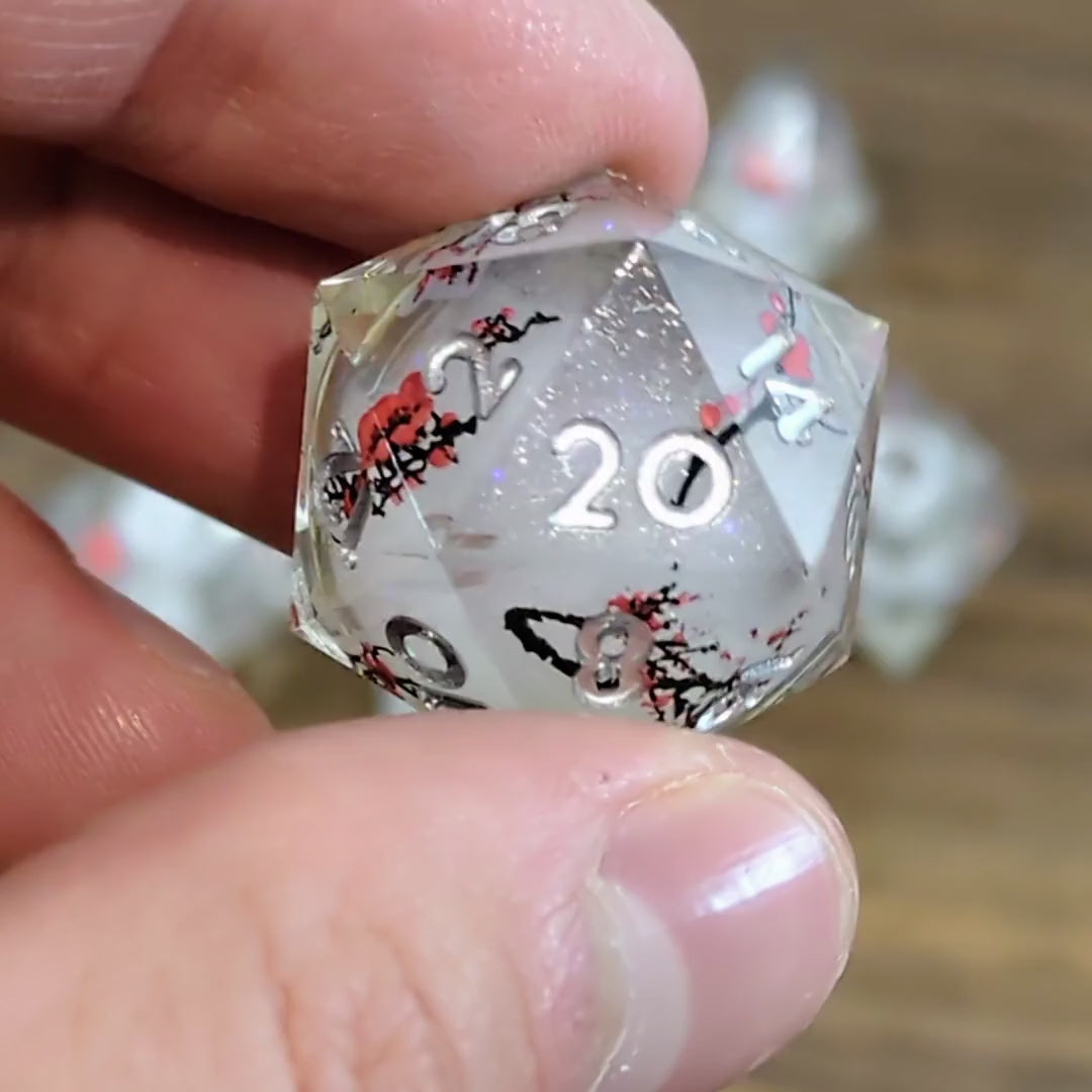 White Cherry Blossom Dice Set
