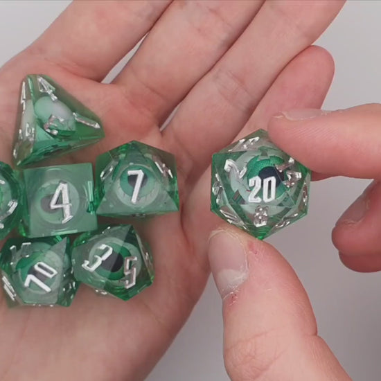 Eyeball Rolling Green Dice Set