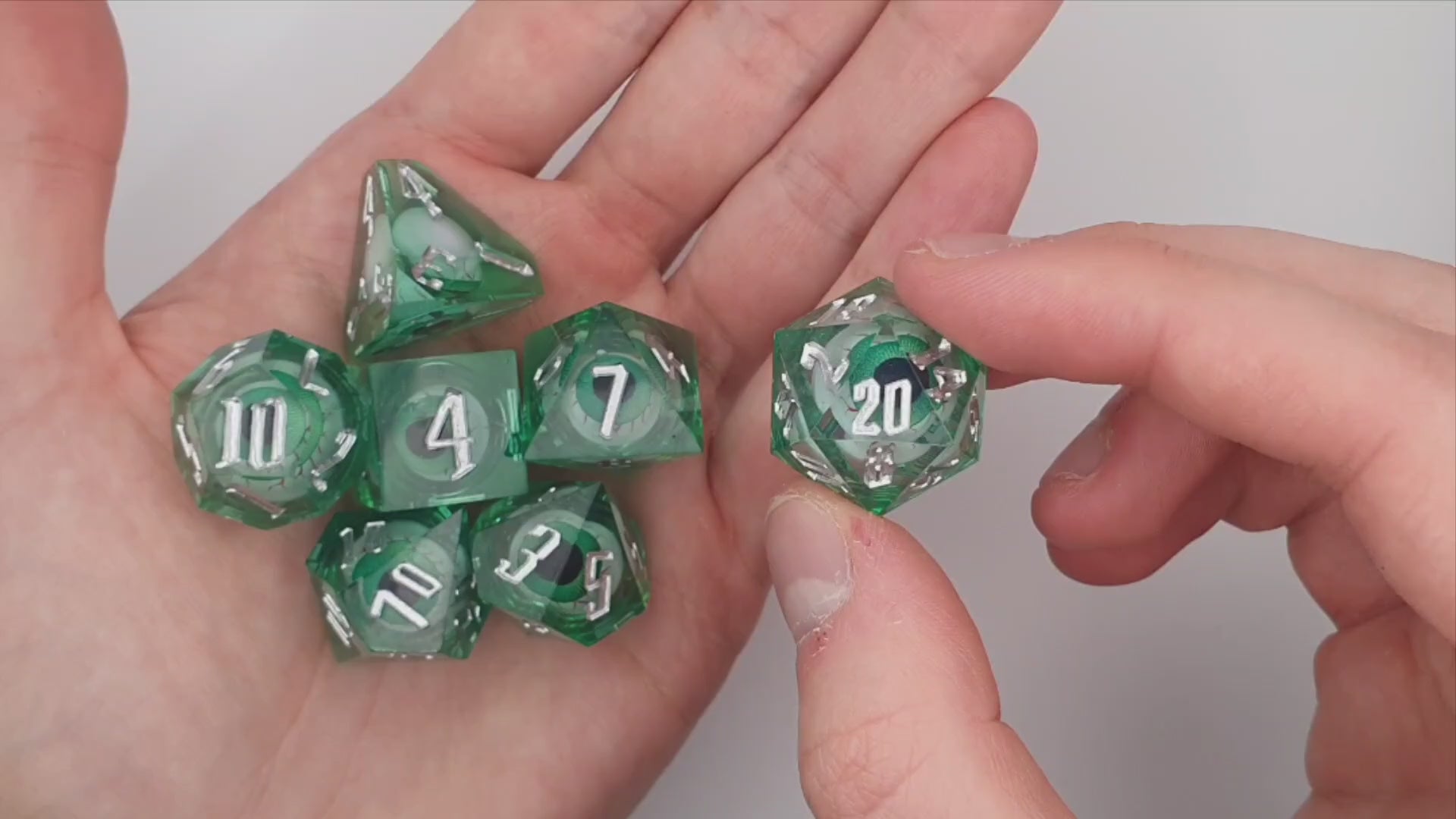 Eyeball Rolling Green Dice Set