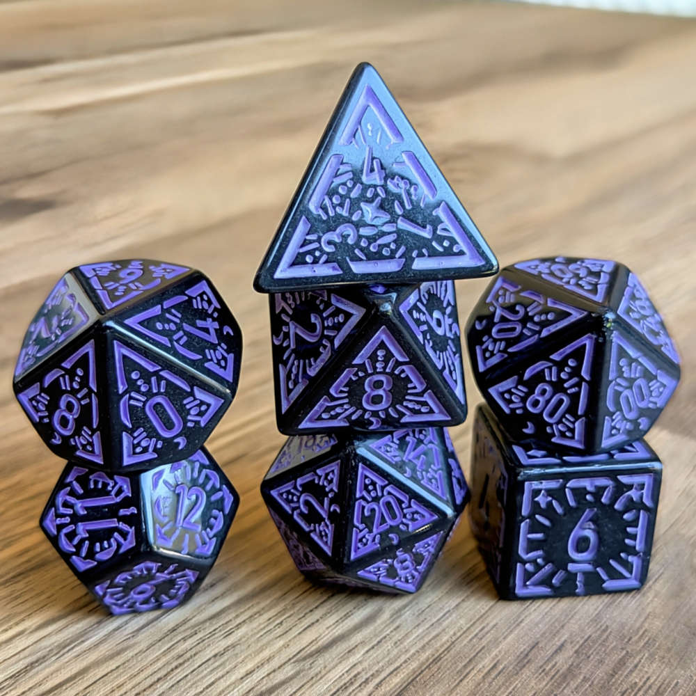 Purple Black Arcane Burst Dice Set