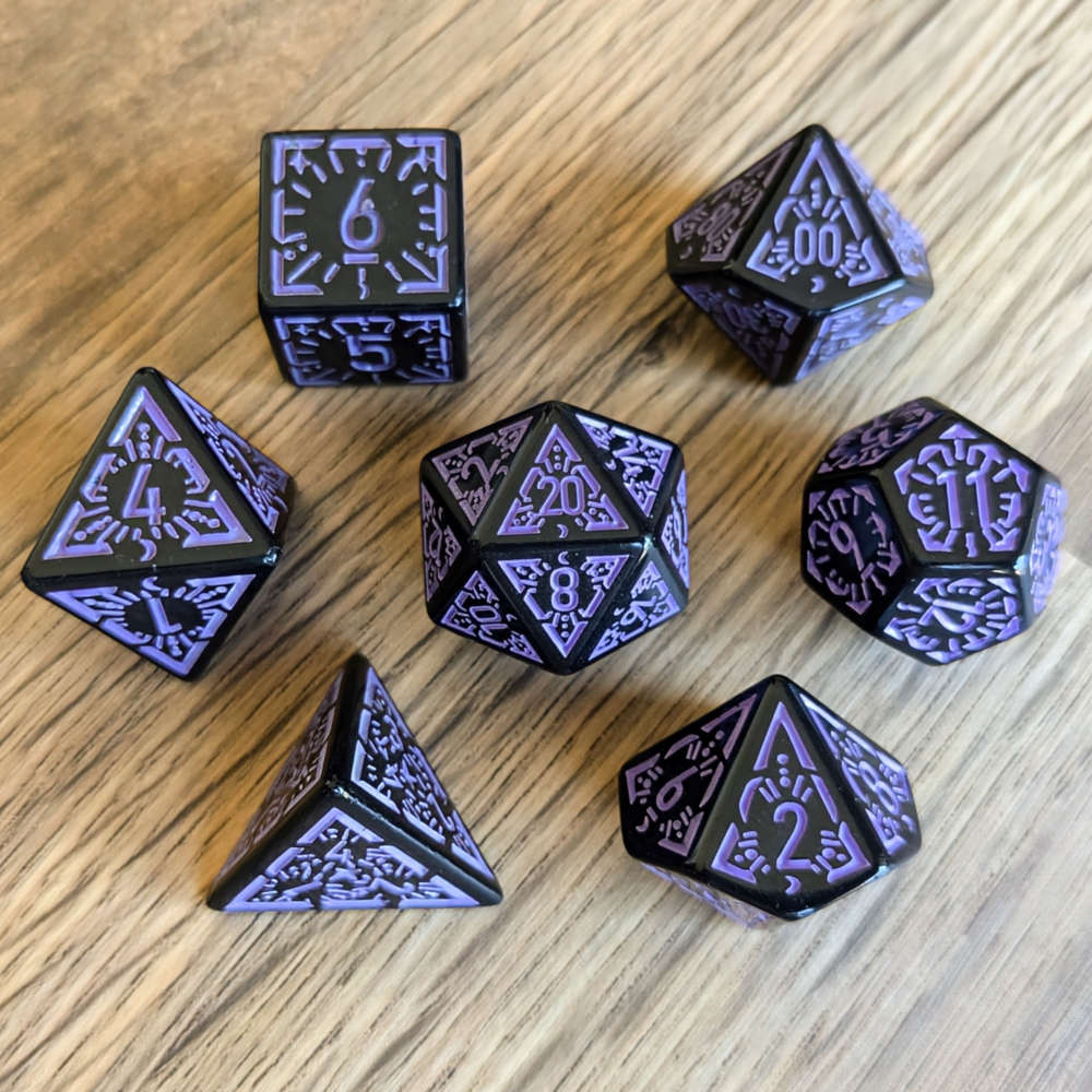 Purple Black Arcane Burst Dice Set