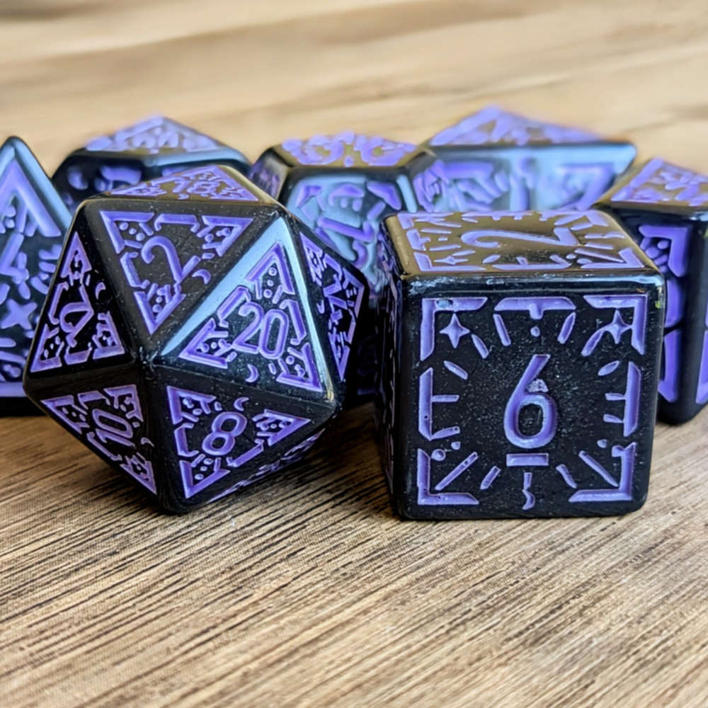 Purple Black Arcane Burst Dice Set