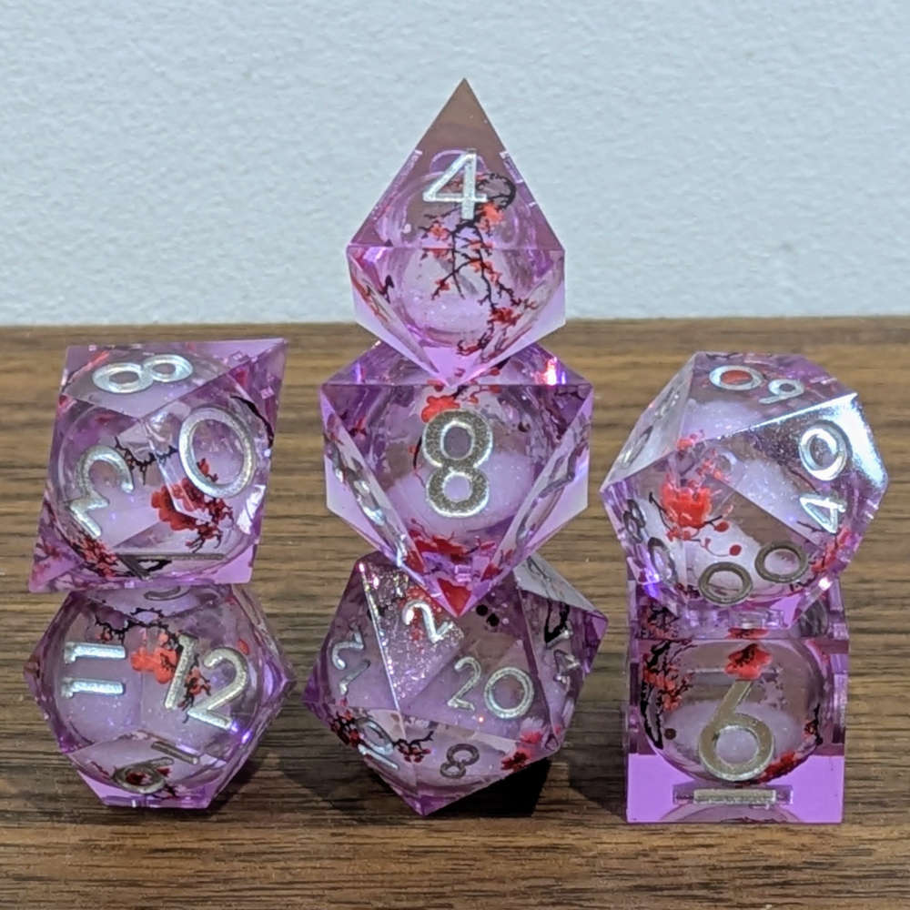 Purple Cherry Blossom Dice Set