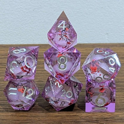 Purple Cherry Blossom Dice Set