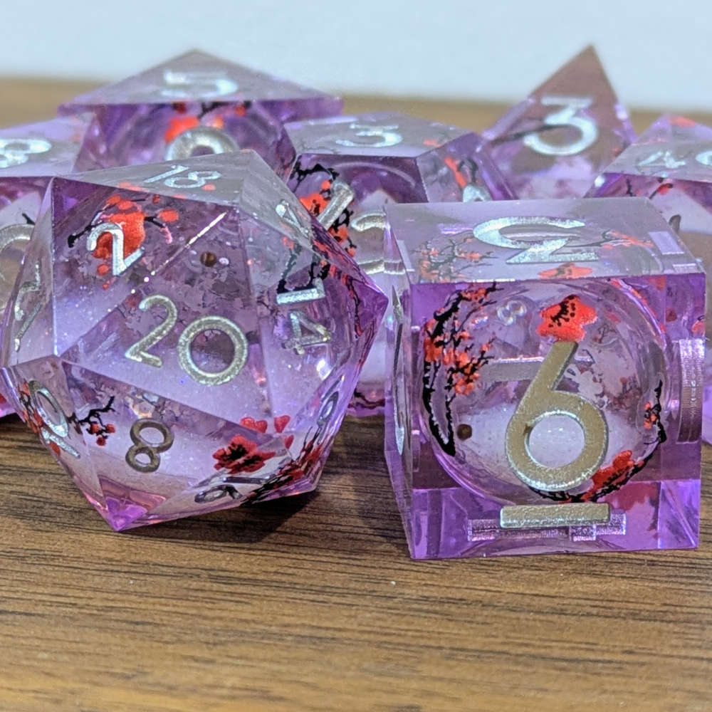 Purple Cherry Blossom Dice Set