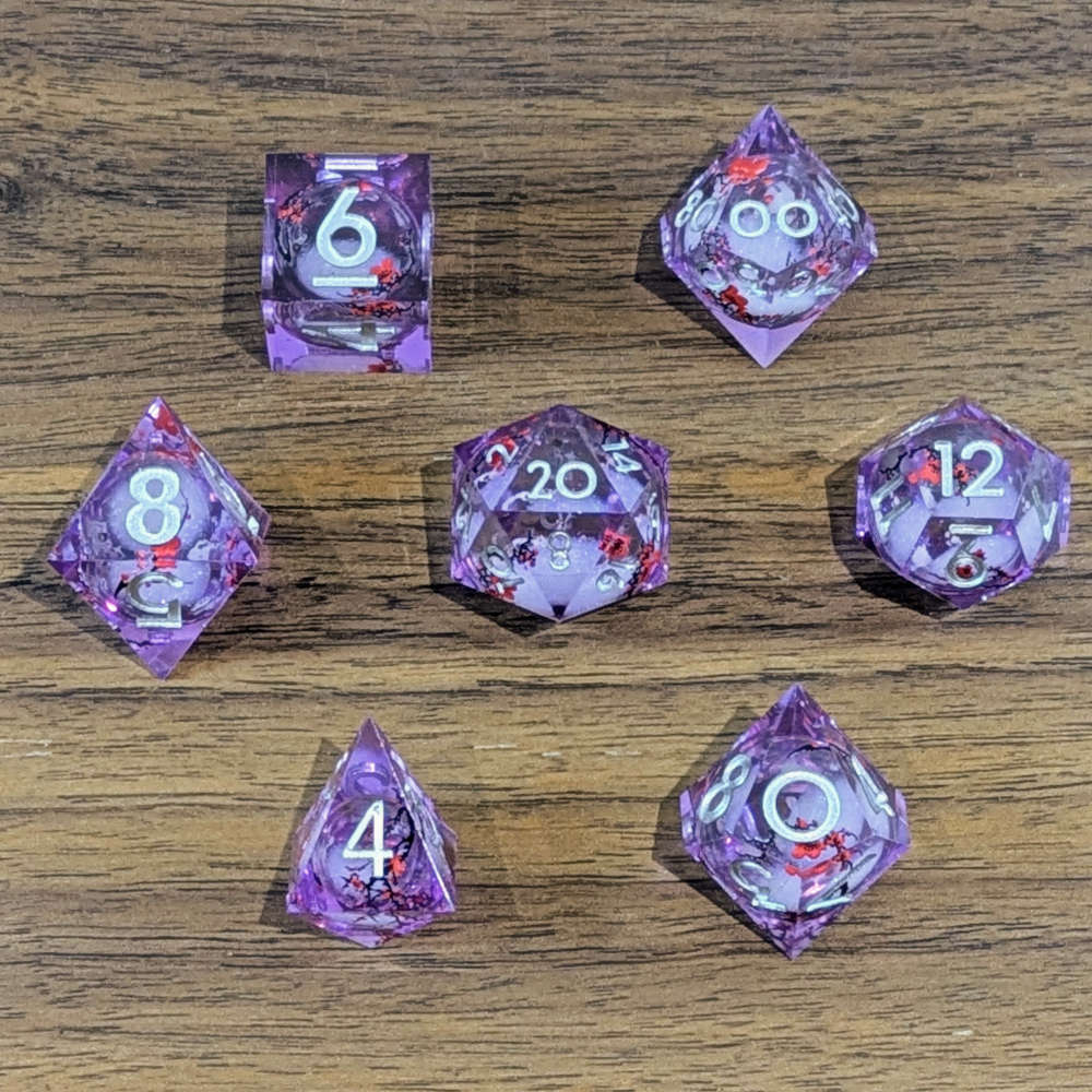 Purple Cherry Blossom Dice Set