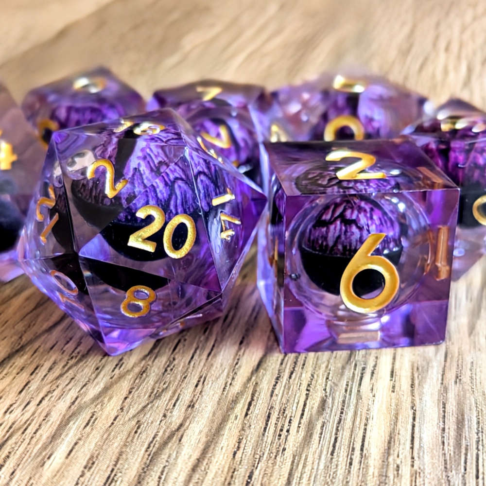Purple Dragon Eye Rolling Dice Set