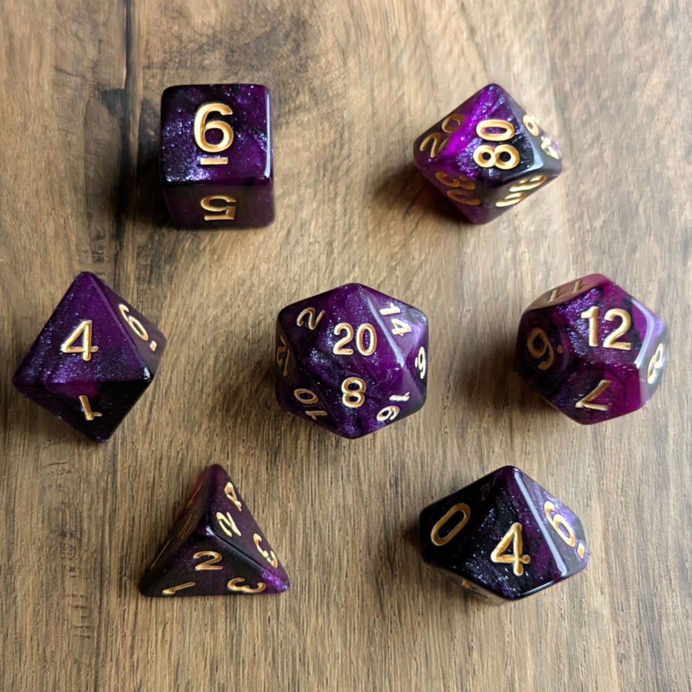 Purple Galaxy Dice Set