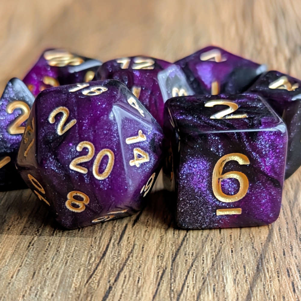 Purple Galaxy Dice Set