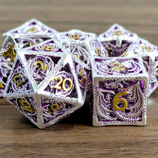 Purple Gold Hollow Dragon Dice