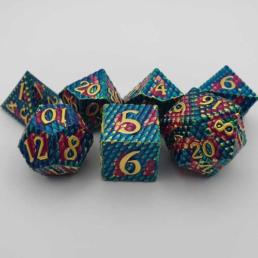 Purple royalty dragonscale dice set