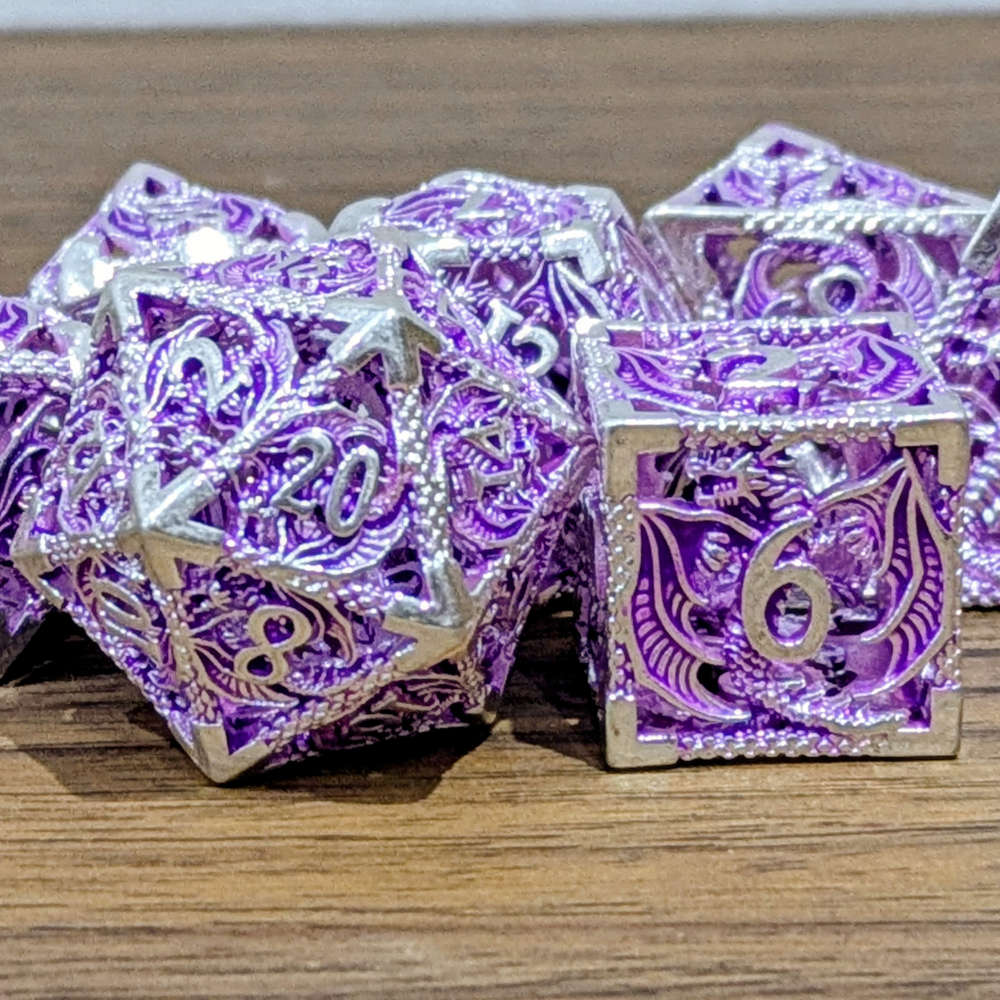 Purple Silver Hollow Dragon Dice