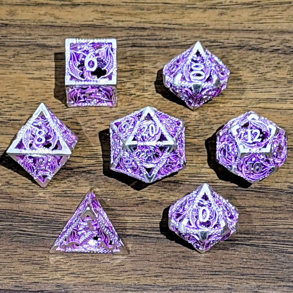 Purple Silver Hollow Dragon Dice