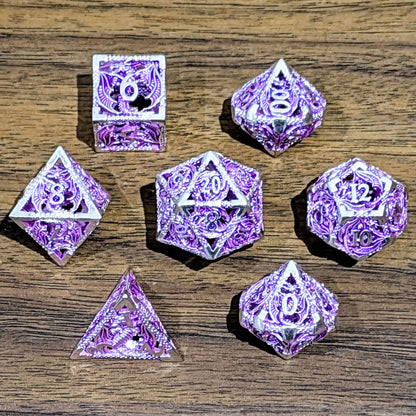 Purple Silver Hollow Dragon Dice