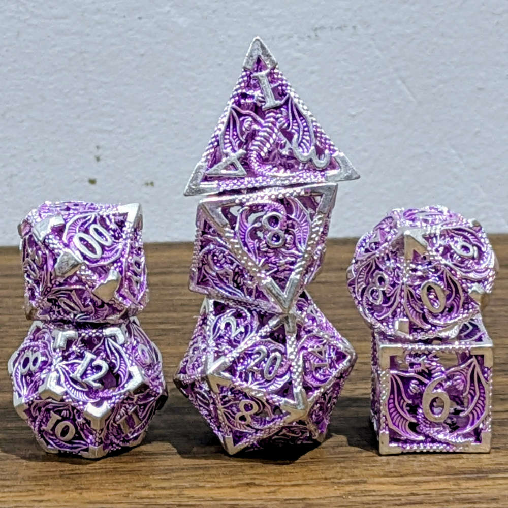 Purple Silver Hollow Dragon Dice