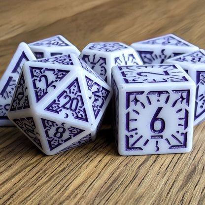 Purple White Arcane Burst Dice Set