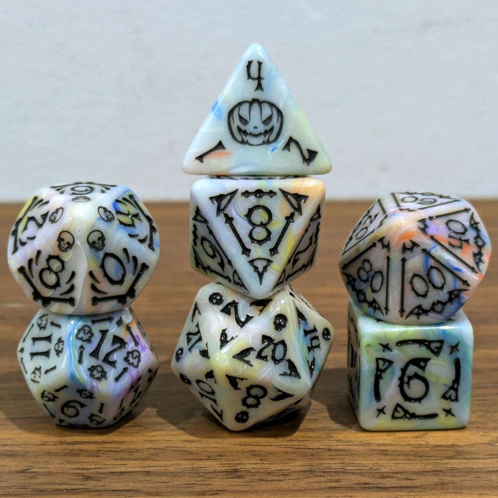 Rainbow Spooky Scary Skeletons Dice Set
